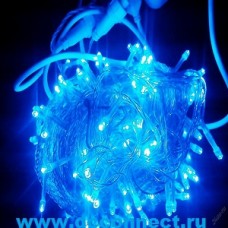 Гирлянда светодиодная нить 23 м, цвет синий, кабель прозрачный, 300 светодиодов