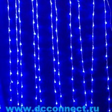 Гирлянда светодиодная занавес 2*1,5, цвет синий, кабель прозрачный, 160 LED
