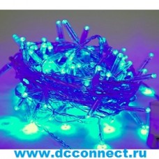 Гирлянда светодиодная  нить, цвет синий, кабель прозрачный, 6 м, 100 LED