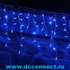 Гирлянда светодиодная, 2,4 х 0,6 м, белый провод, 220 V, цвет синий, 76 LED